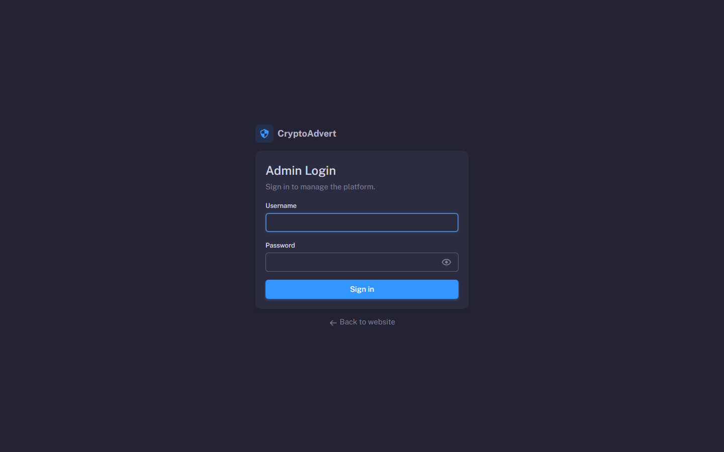 Admin login
