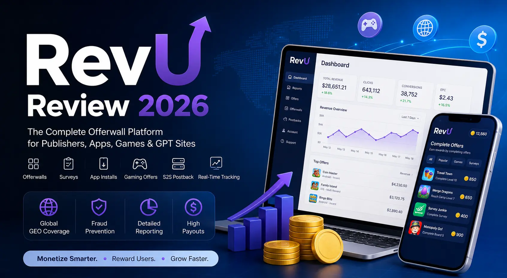 RevU Review 2026: Features, API, Postbacks, Offers, Payouts & Integration