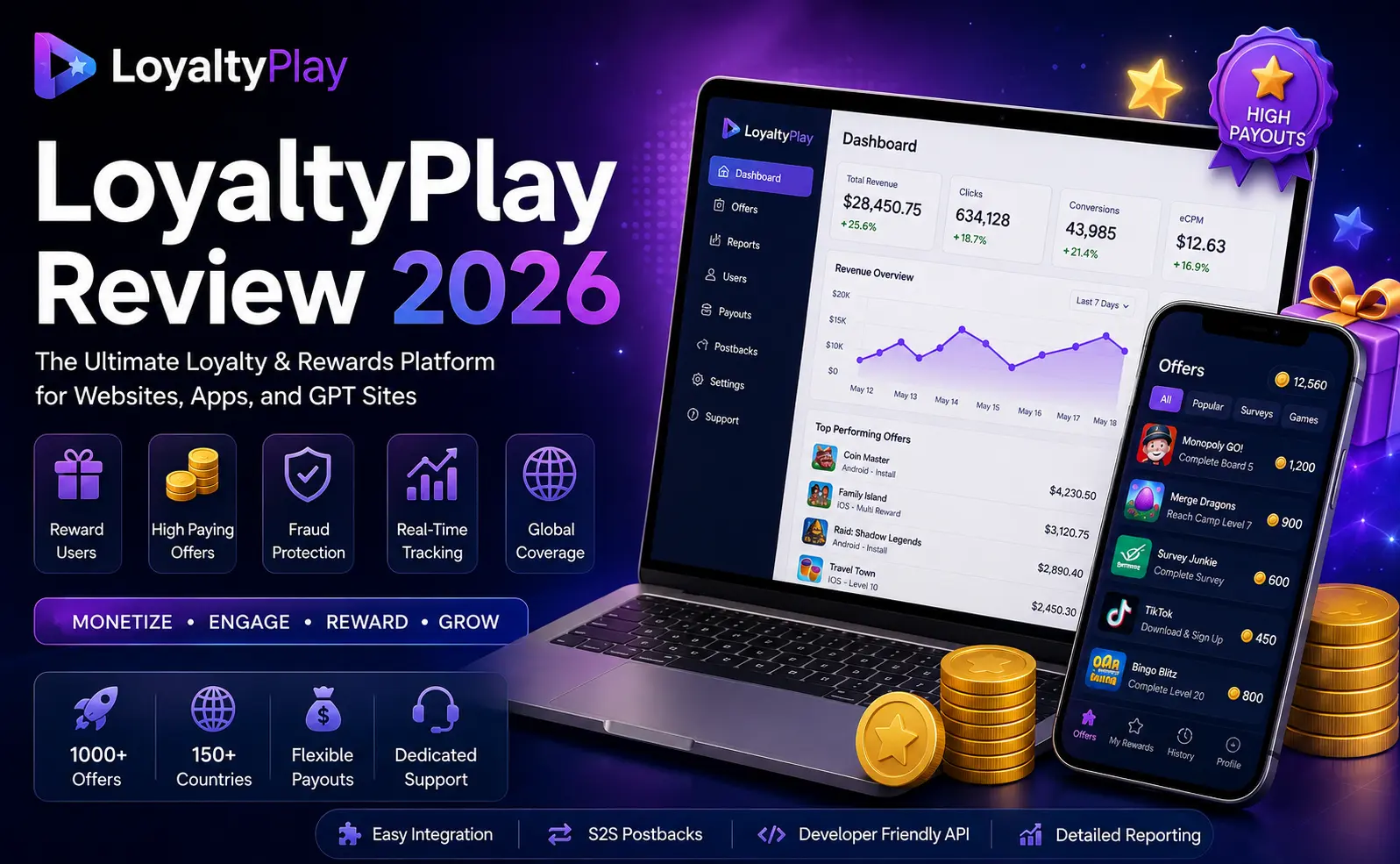 LoyaltyPlay Review 2026: Features, Integration, Gaming Offers, Tracking, Payouts & Publisher Monetization