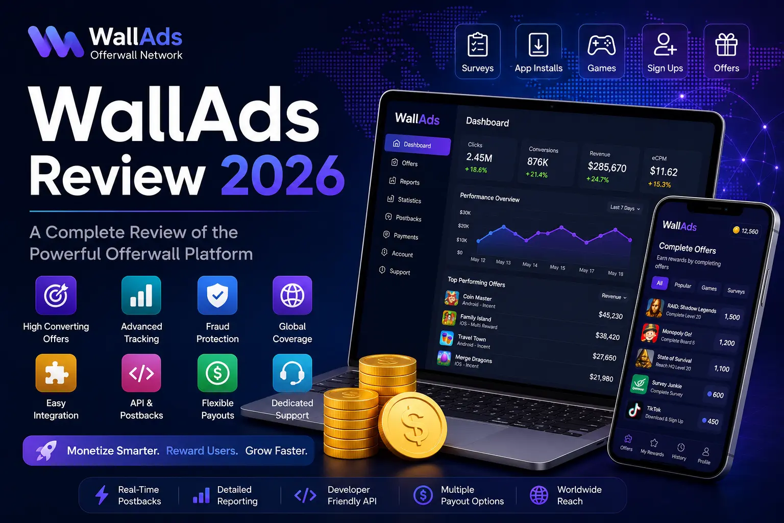 WallAds Review 2026: Features, API, Postbacks, Payouts & Integration