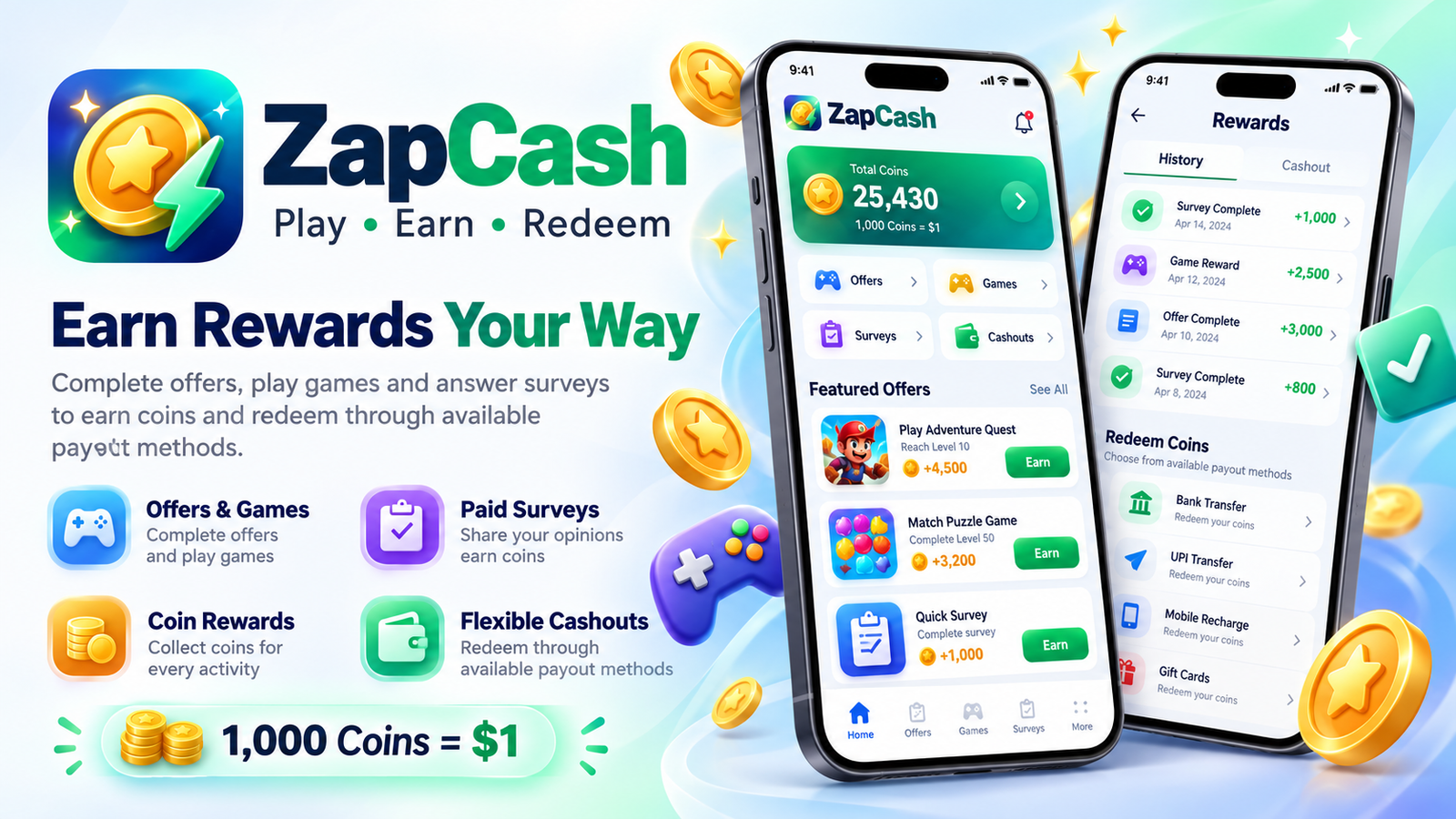ZapCash — Get-Paid-To Rewards Platform screenshot